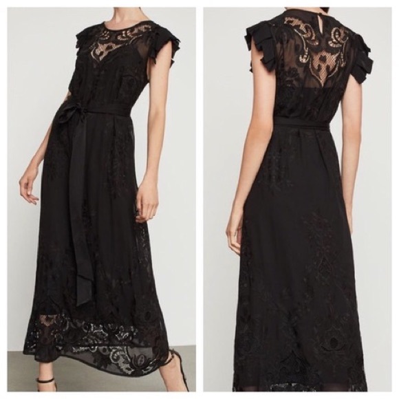 BCBG MAXAZRIA. Embroidered Chiffon Vintage Dress - Picture 1 of 5